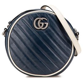 Bolsa de ombro mini GG Marmont da Gucci Branco Azul marinho