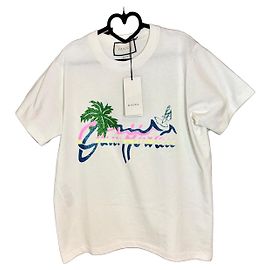 Camiseta Gucci de algodón blanco con estampado Blanco Multicolor