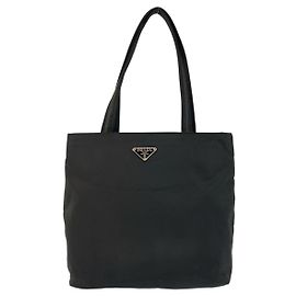 Prada Nylon Tessuto Logo Tote Bag Black