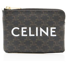 Céline Monedero de lona con logo Triomphe de Celine Negro