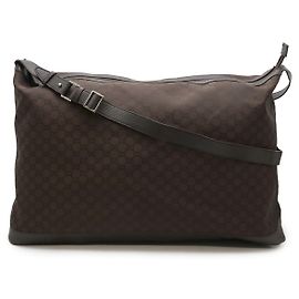 Bolsa de viagem Boston em nylon e couro Gucci Marrom