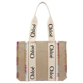 Chloé Woody Medium Tote Bag Brown Beige