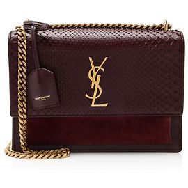 Saint Laurent Python Wildleder Monogram Sunset Mittel Schultertasche Rot
