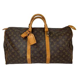 Bolsa de viagem Keepall 50 em lona Monogram Louis Vuitton - Bagagem vintage Marrom