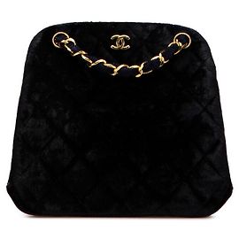 Chanel Matelasse Suede Chain Tote Bag Blue Navy blue