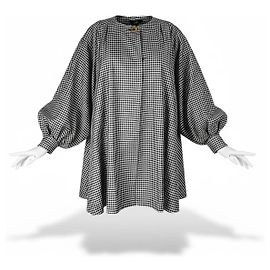 Dior Boutique Vichy Check Oversized Cape Coat Black Black