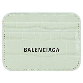 Balenciaga Prägeleder Kartenetui Grün Hellgrün