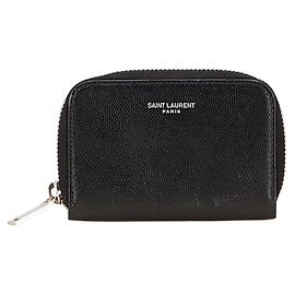 Yves Saint Laurent Saint Laurent Leather Zip Coin Case Black