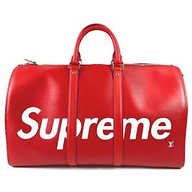 Louis Vuitton Epi Leather Boston Bag White Red