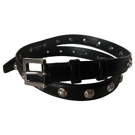 Céline Black leather belt with studs Black