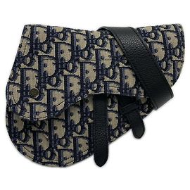Belt Bag Saddle in Jacquard Oblique Christian Dior Marrone Blu navy