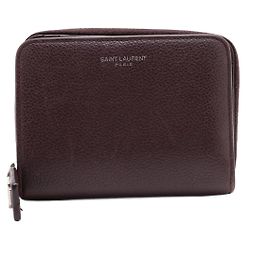 Saint Laurent Logo Zip Around Wallet Leather Compact Other