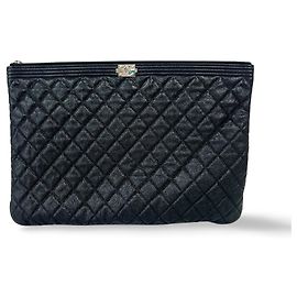 Chanel CC Chain Quilted Clutch Lambskin Black