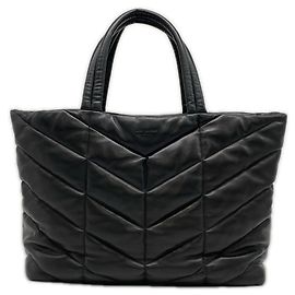 Yves Saint Laurent Puffer Tote Bag aus Lammleder Schwarz