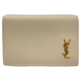 Yves Saint Laurent Leather Origami Tiny Wallet Beige