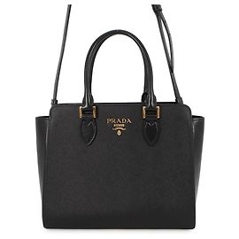 Prada Saffiano Leather 2-Way Shoulder Bag Black