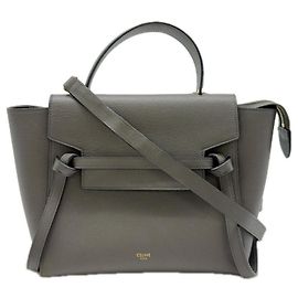 Céline Bolso de cinturón micro de cuero gris CELINE Castaño