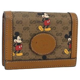 Carteira Micro GG Supreme PVC GUCCIxDisney Bege Ouro 602534 Auth BA11628A Bege Dourado