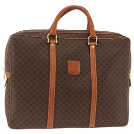 Céline Bolsa de negócios em lona Macadam CELINE em couro PVC marrom e dourado Auth YKZ278A Marrom Dourado