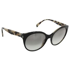 PRADA Leopard Sunglasses Plastic Black Auth am11163A Black