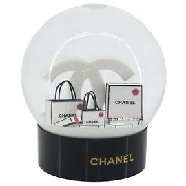 CHANEL Snow Globe Glass White CC Auth BA11731 White