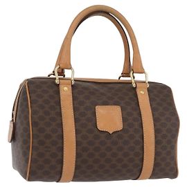Céline Sac à main en toile Macadam CELINE en cuir PVC marron doré Auth ka3443 Marron Doré
