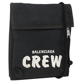 Bolsa de Ombro BALENCIAGA Nylon Preta 532298 Auth ka3358 Preto