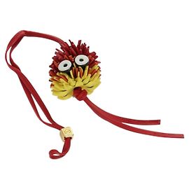 LOEWE �~ Studio Ghibli Howl's Moving Castle Calcifer Charm Leather Auth 167143SM Red