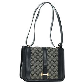 Céline Borsa a Spalla in Tela Macadam CELINE Nero Oro Auth YKZ208V Nero D'oro