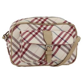 Sac en toile et cuir Burberry Nova Check Blue Label blanc argent authentique hk3641A Argenté Blanc