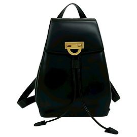 Céline Mochila de cuero de ternera con hardware de logo vintage Celine Negro