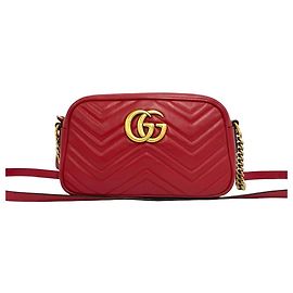 Bolsa de ombro em couro vermelho GG Marmont da Gucci Vermelho