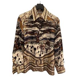 Camicia Hermès Sotto i Cedri in seta marrone Marrone