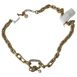 Collier Dior CD avec cristaux et perle Doré