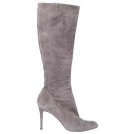 Botas de camurça até o joelho Christian Louboutin Marrom Outro
