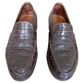 Mocassins J.M. Weston em couro de crocodilo marrom Marrom