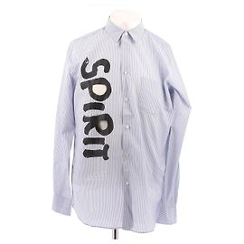 Camicia a righe blu Comme Des Garcons con scritte nere L Blu