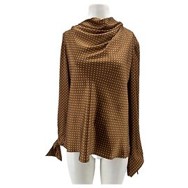 Autre Marque Top marrón con lunares beige Castaño