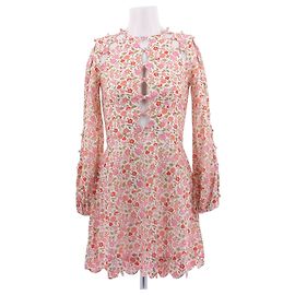Zimmermann Robe mini à fleurs roses en lin Rose