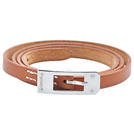Bracciale in pelle Hermès Kelly Aldion 3 righe Marrone