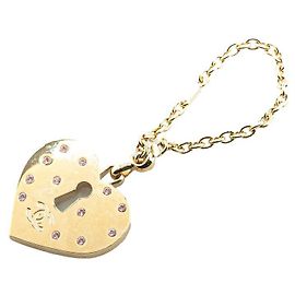 Llavero de strass con el logo corazón de Coco Chanel Rosa Dorado