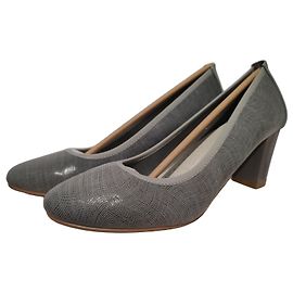 Autre Marque Sergio Leone Grey Textured Block Heel Pumps Grey Metallic