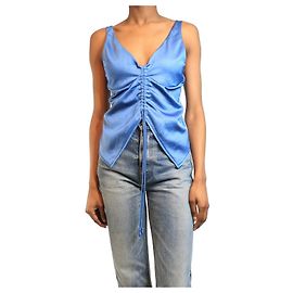 Nanushka Klara blue satin ruched top - size XS Blue