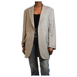 Dries Van Noten Grey wool check blazer - size S Grey
