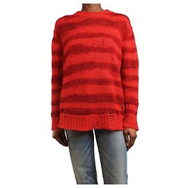 Acne Rot gestreifter, beschädigter Pullover - Größe XS Rot
