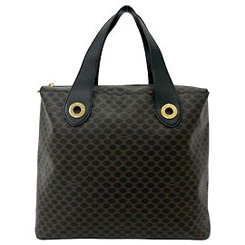 Céline Sac tote Celine Vintage Macadam Blazon Triomphe Pattern Marron Noir
