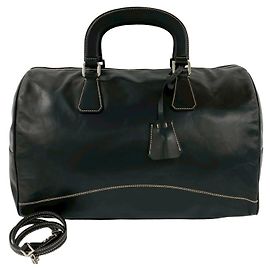 Prada Black Leather 2-Way Shoulder Bag Black
