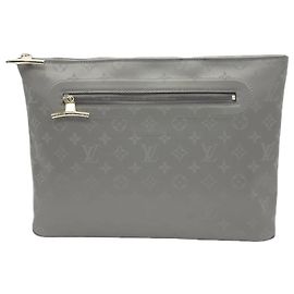 Louis Vuitton Monogram Titanium Pochette Cosmos Clutch Bag Beige
