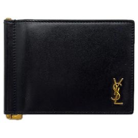 SAINT LAURENT Tiny Cassandra Bill Clip Wallet Black