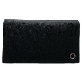 Bulgari Bvlgari Men’s Bi-Fold Long Wallet Black Red